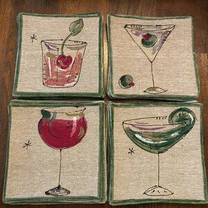 Crate & Barrel Fabric Cocktail Coasters